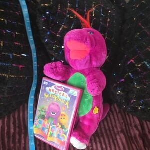 Plush Purple Dinosaur with Green Belly - Kids Stuffed Toy And BARNEY DVD 1997
